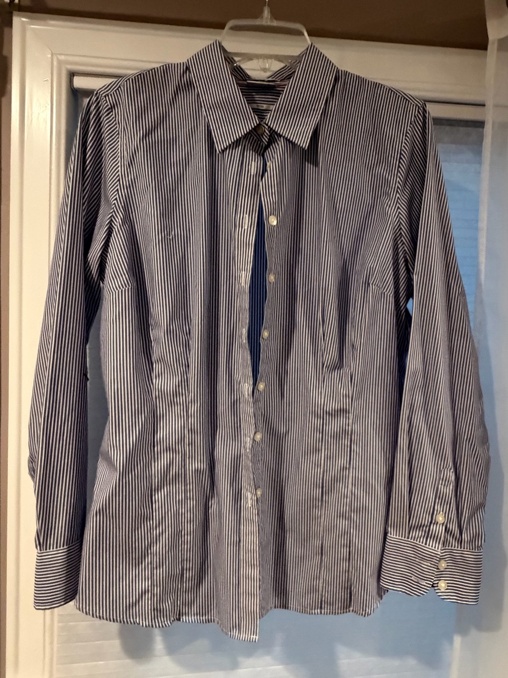 Van Heusen Men's Navy and White Pinstripe Dress Shirt